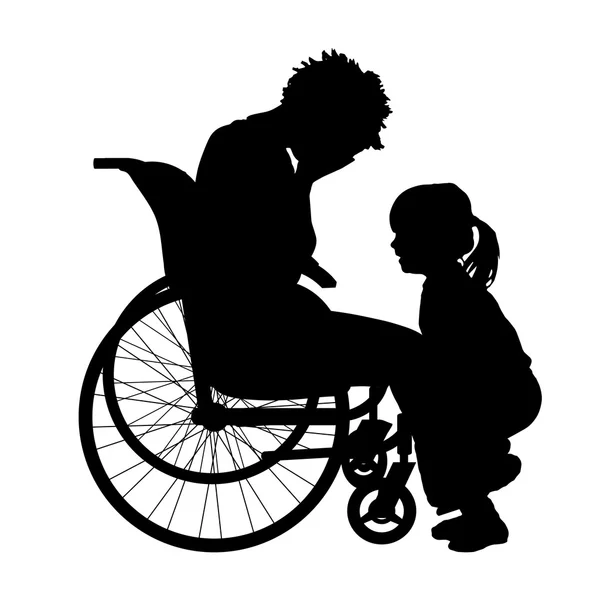 Žena ve vozíku a dítě — Stockový vektor