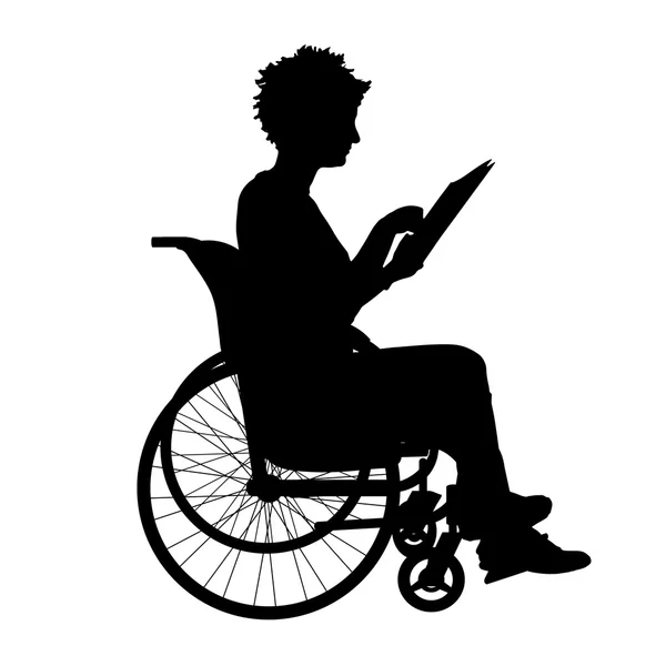 Silhouette d'une femme en fauteuil roulant — Image vectorielle