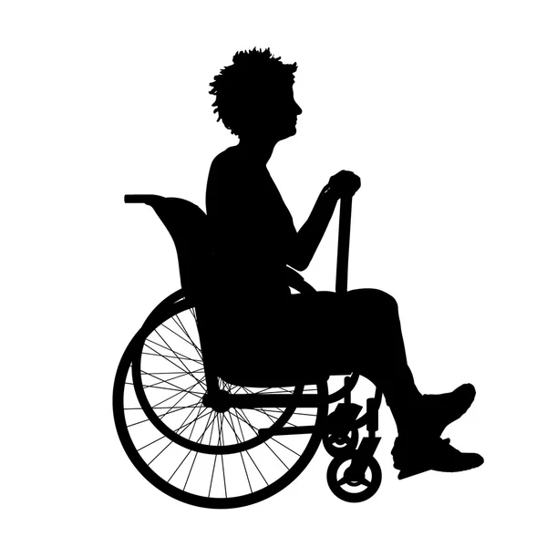 Silhouette d'une femme en fauteuil roulant — Image vectorielle