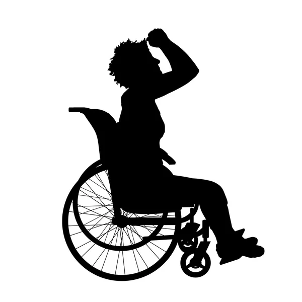 Silhouette d'une femme en fauteuil roulant — Image vectorielle