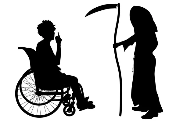 Silhouette of a woman in a wheelchair. — Stock Vector