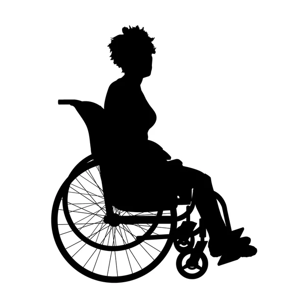 Silhouette d'une femme en fauteuil roulant — Image vectorielle
