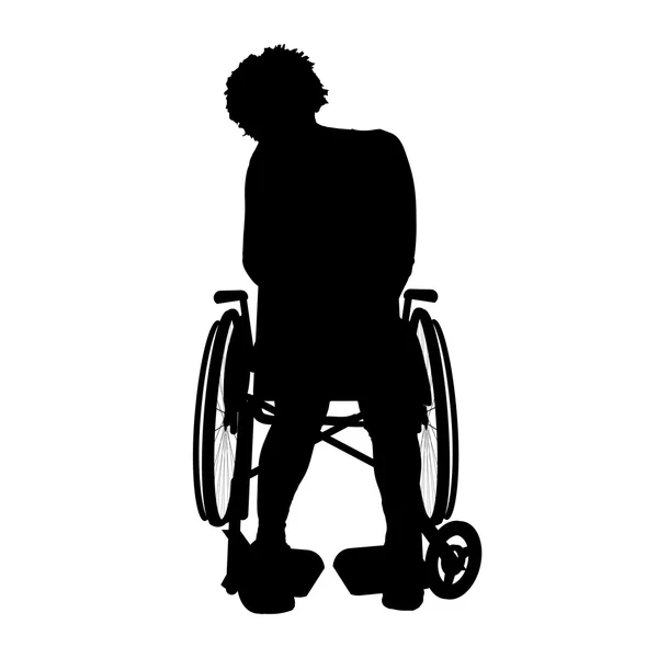 Silhouette d'une femme en fauteuil roulant — Image vectorielle