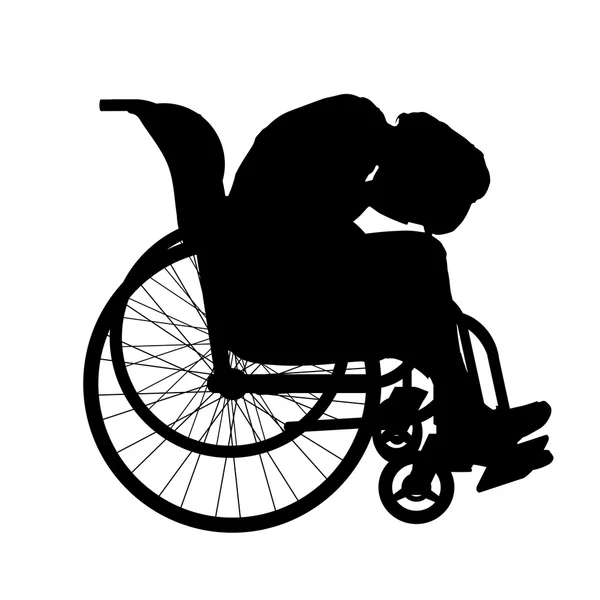 Silhouette einer Frau im Rollstuhl — Stockvektor