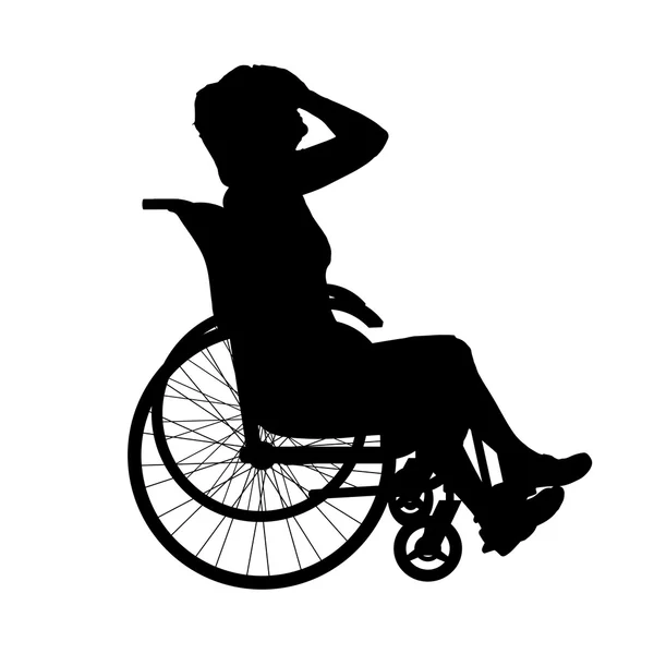 Silhouette de femme en fauteuil roulant — Image vectorielle