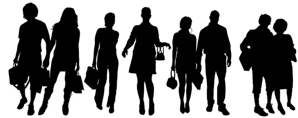 Silhouette di un gruppo di persone . — Vettoriale Stock