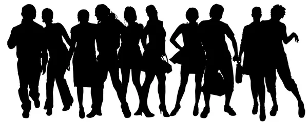 Silhouette of a group of people. — Stock Vector