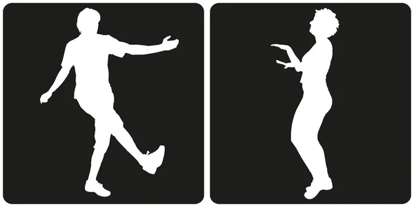 Silhouetten van dansende mensen — Stockvector