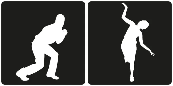 Silhouettes de danseurs — Image vectorielle