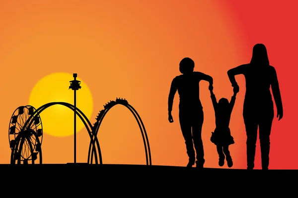 Amusement park at sunset Stock Vector