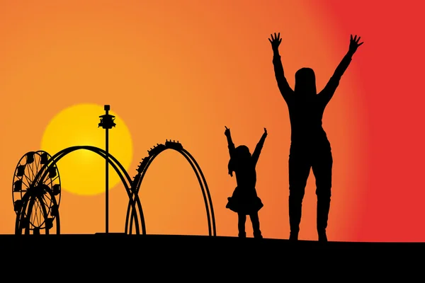 Amusement park at sunset Royalty Free Stock Vectors