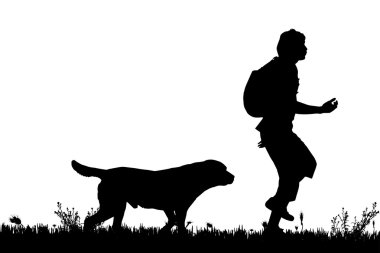 köpekli adam silüeti.