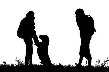 köpek ile bir çift silüeti