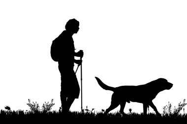 köpekli adam silüeti.