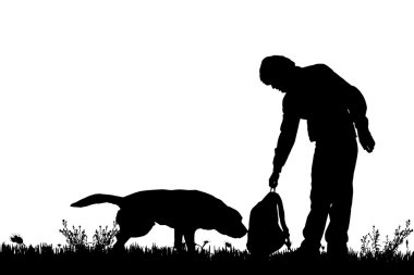 köpekli adam silüeti.