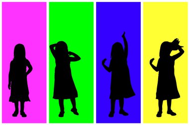 Çocuklar oynarken siluet.