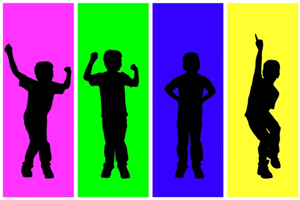 Silhouette of playing children. — Stock Vector