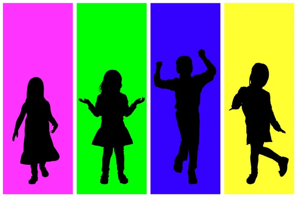 Silhouette of playing children. — Stock Vector