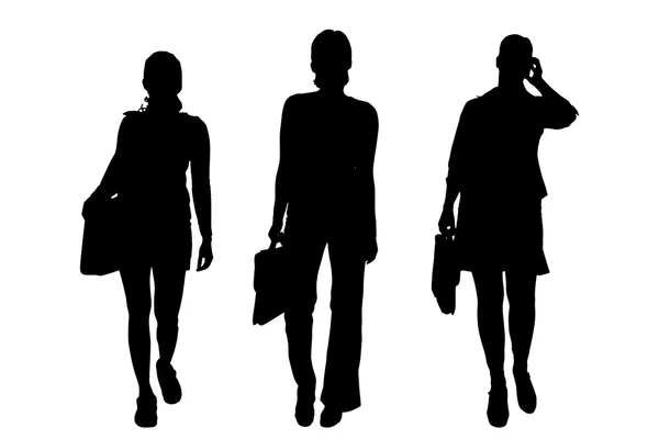 Black silhouettes of woman. — Stock Vector