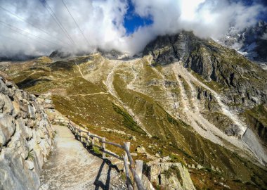 Mont Blanc buzullarına giden yolun yarısında Avrupa 'nın en yüksek dağ bahçesi olan Alp Botanik Bahçesi var.   