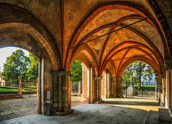 Ricostruita Nei Secoli Xiv Abbazia Piemontese Sant Antonio Bel Monumento — Foto Stock