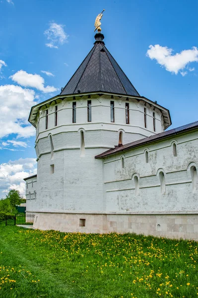 セルプホフのヴィソツキー修道院 高い丘の上に建てられた は精神教育の中心地であり 14世紀から16世紀のモスクワ公国の南の境界に強力な要塞であった — ストック写真
