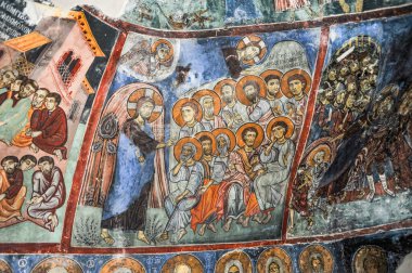 The frescoes covering the walls and vaults of the cave dug by the Neophyte Recluse in a steep rock were made from 1183 to 1196 during the life of the monk   