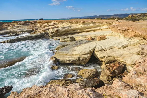 Costa Cabo Drepano Devido Sua Estrutura Geológica Famosa Por Sua — Fotografia de Stock