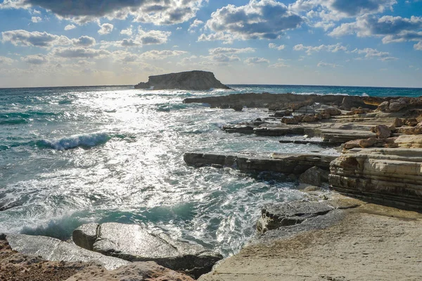 Costa Cabo Drepano Devido Sua Estrutura Geológica Famosa Por Sua — Fotografia de Stock