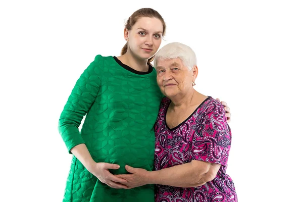 Stará matka a dcera těhotná — Stock fotografie