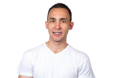 Gülümseyen adam destekleri ile