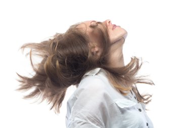 Casual gömlekli sallayarak baş kadın