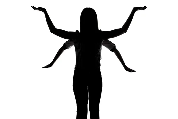 Silhouette de jeune femme multi-bras — Photo