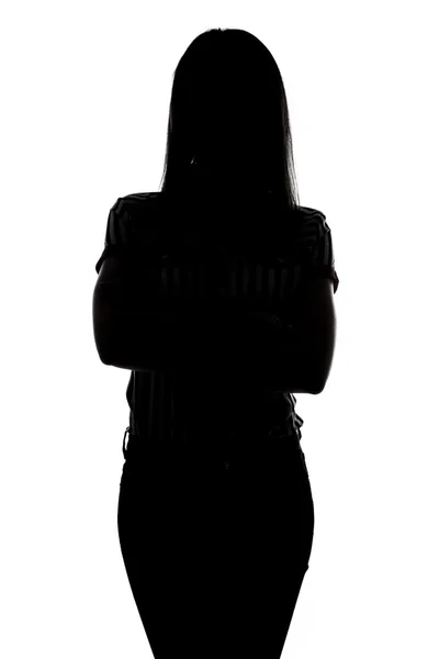 Silhouette einer Frau mit langen Haaren — Stockfoto