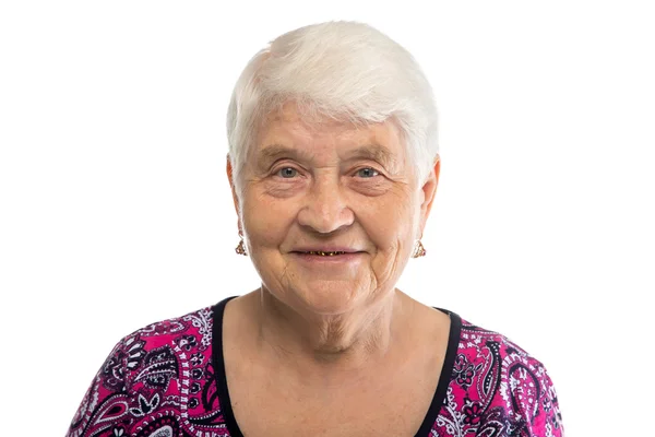 Portret van de oudere dame met witte haren — Stockfoto