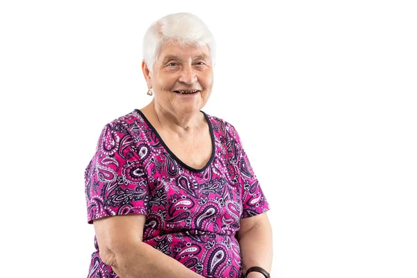 Feliz anciana riendo con el pelo blanco —  Fotos de Stock