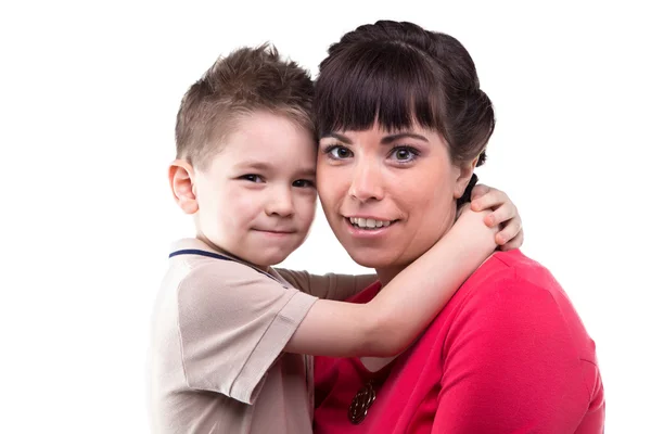 Hugging mother and little son — Stock Photo, Image