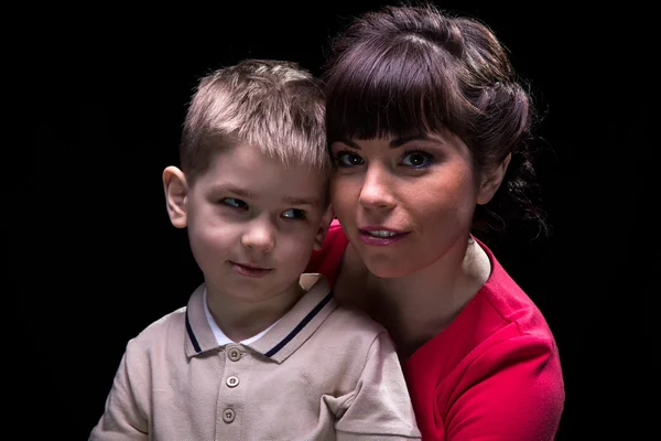 Smiling woman and funny little boy — Stock Photo, Image