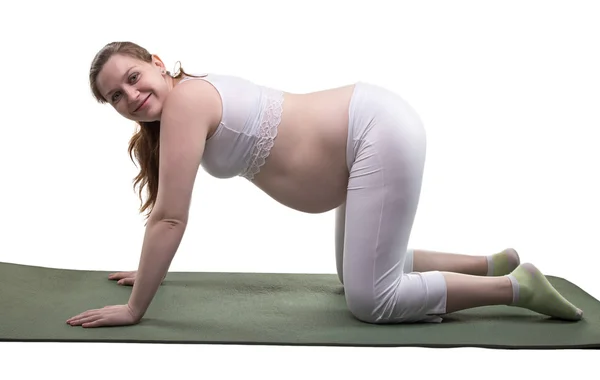 Kobieta w ciąży na kolana — Zdjęcie stockowe