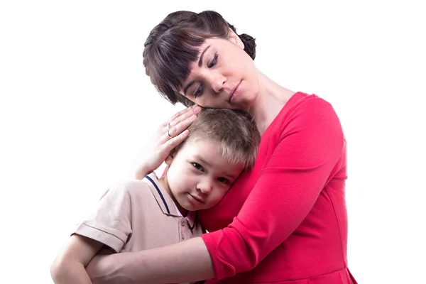 Hugging loving mother and her little son — Stock Photo, Image