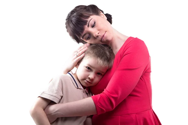 Hugging loving mother and her little boy — Stock Photo, Image