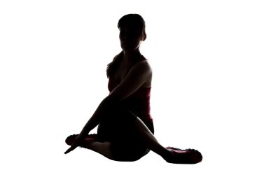 Siluet spor eğitmeni germe