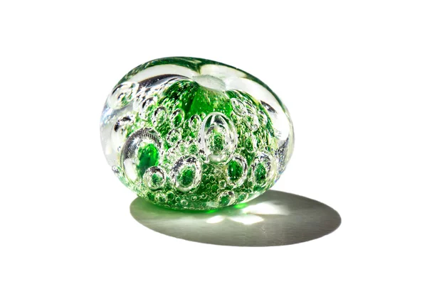 Hand made green with bubbles glass bead — Stock Photo, Image