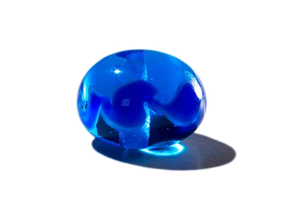 Hand made blue transparent glass bead — Stock Photo, Image