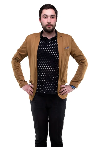 Hombre barbudo con chaqueta marrón —  Fotos de Stock