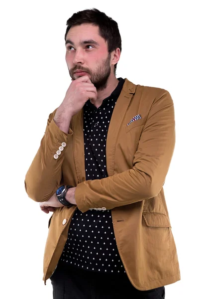 Bearded thoughtful man in jacket — Stock Photo, Image