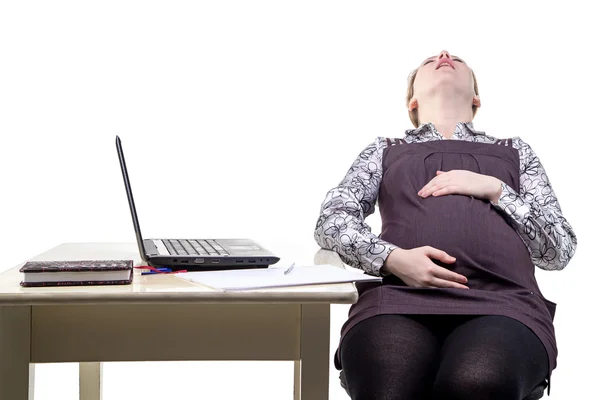 Dormire stretta donna incinta in ufficio — Foto Stock