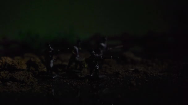 Video of handmade tin soldiers and war reconstruction with light blinking — Stock Video