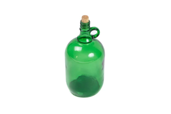 Фото бутылки зеленого стекла на изолированном белом фоне — стоковое фото