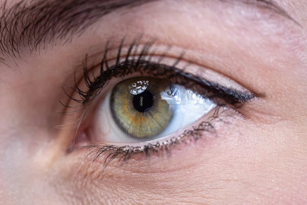 Photo of womans green eye with black mascara — Stock Photo, Image